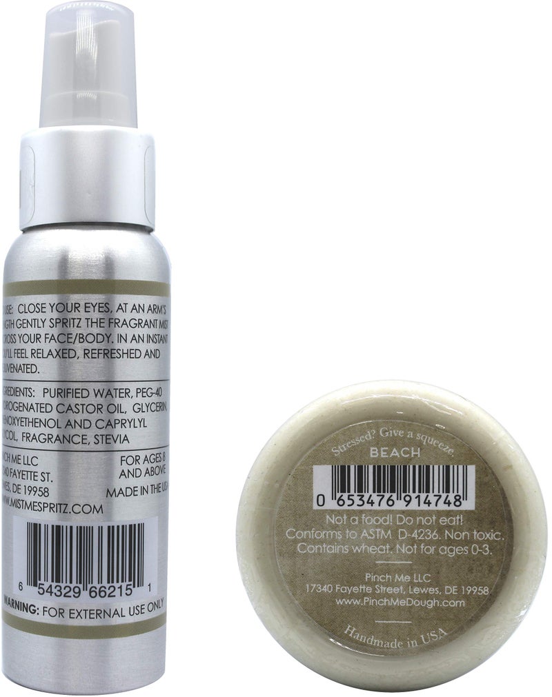 Stress Relief Combo Pack Mist Me Spray and Pinch Me Dough - 3 oz (Beach)